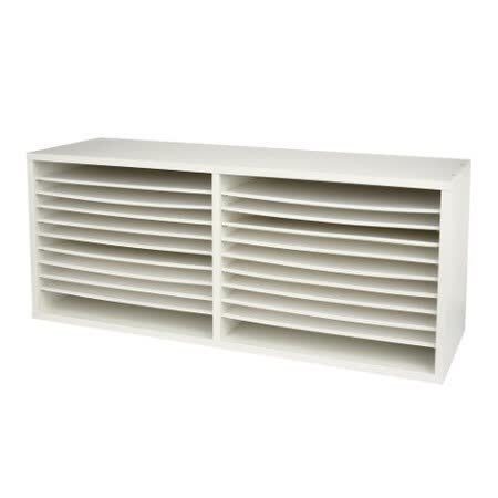 ADIROFFICE 20-Compartment Extra Wide Adjustable Wood Paper Sorter Literature File Organizer, White ADI503-20-WHI